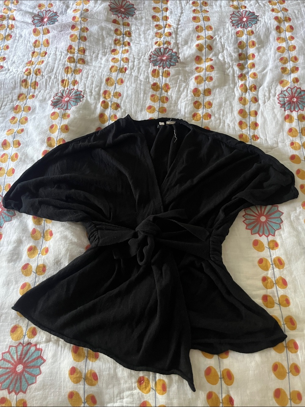 Moth Black Tie-Front wrap top.